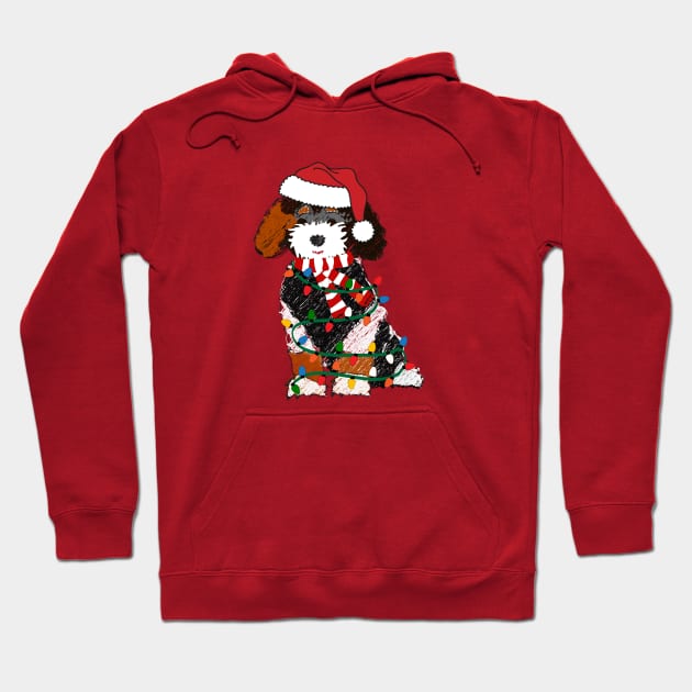 Bernedoodle Decorated With Christmas Lights Hoodie by EMR_Designs